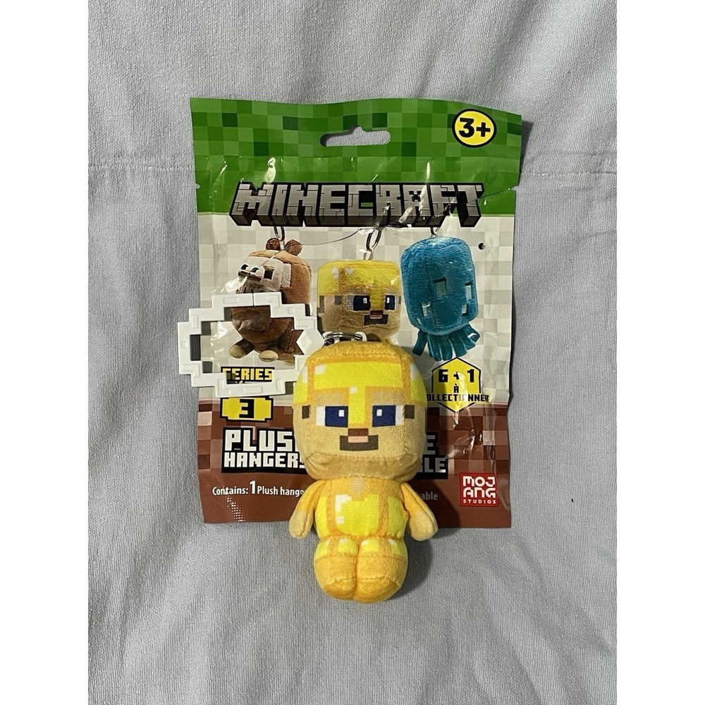 NEW Minecraft Plush Backpack Hangers Keychain - Series 3- Rare Gold Armor Steve